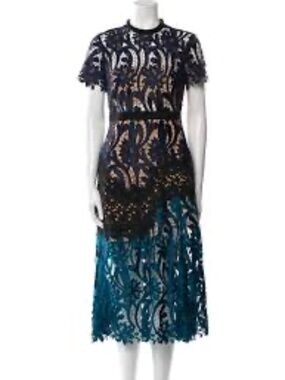 Self portrait tri tone midi lace dress 4